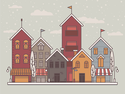 Winter Rebound cartoon houses icon illustrator rebound winter