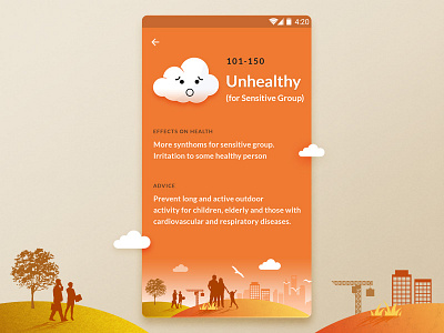 Air Level air character cloud colorful content illustration level mobile pollution ui ux