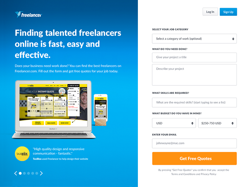 SEM Pages design landing page