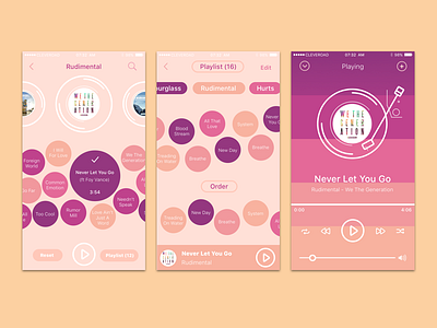 Music player apple bubbles color ios media music pastel player playlist ui ux vinyl