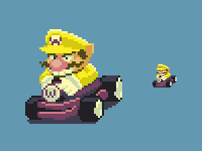 Super Wariokart mariokart pixel art pixel dailies wario