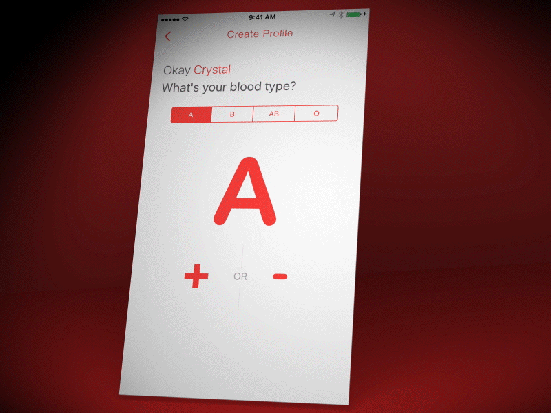 ABO blood type selection after effects animation interaction design ios motion design native prototype segmented control swift ui xcode