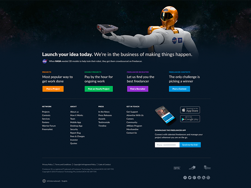 Footer Redesign [Growth Sprint] footer freelancer.com website