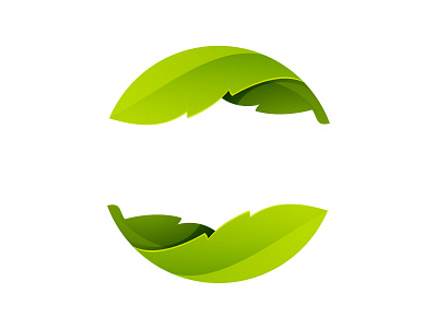 Green leaves icon circle eco green leaf leaves sphere yiniang