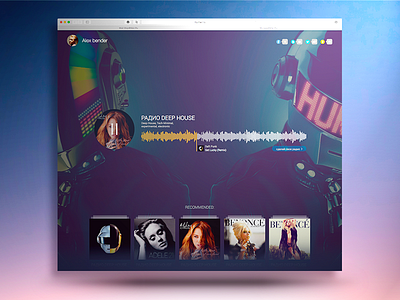 Web User Radio material material design music news player playlist profile radio sidebar ui web