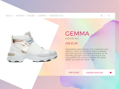 Product Card 2016 card color e commerce gemma pantone product shoes shop sport ui year