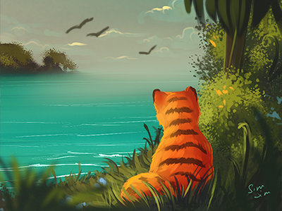 Tropical bay beach birds grass holiday kitty ocean palm sunny tiger tree tropical