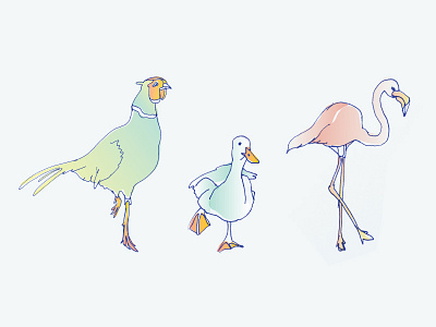 Just hanging out animals drawing gradient illustration ink pen sketch