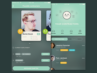 Contractors app avatar cards ios profile