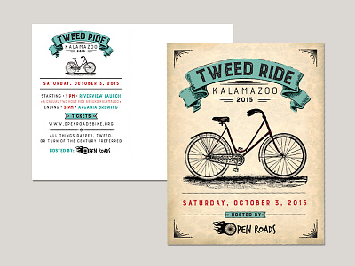 Open Roads Tweed Ride Postcard bike postcard ride tweed