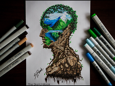 Nature adventure copicmarkers design hiking illustration mountains nature tattoo trees