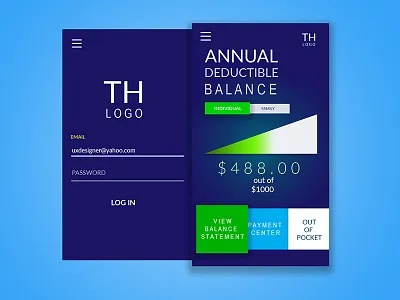 Health Insurance Member Portal Proposal blue dark blue design green health health care health insurance material material design mobile