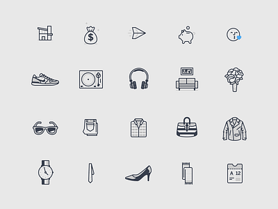 Operator Icons Small cool icons illustrations ios mobile music shoes style vector