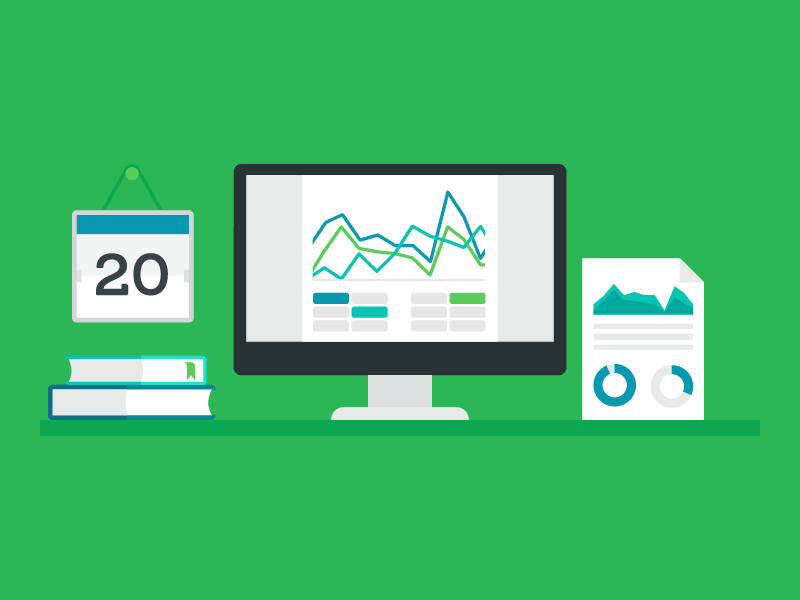 Analytics Animation after effects analytics animation books calendar computer desk office report
