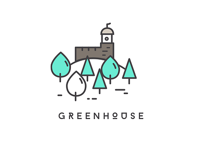 Travel Design-Greenhouse colorful green house icon line ui