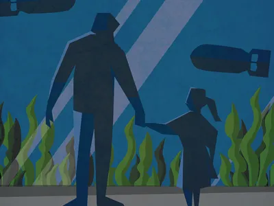 Geometric Band Poster aquarium geometric illustration missile nuclear people