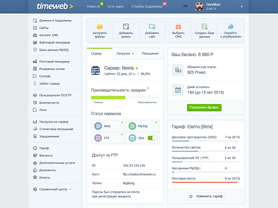 Timeweb CP 2.5 control panel cp hosting timeweb ui