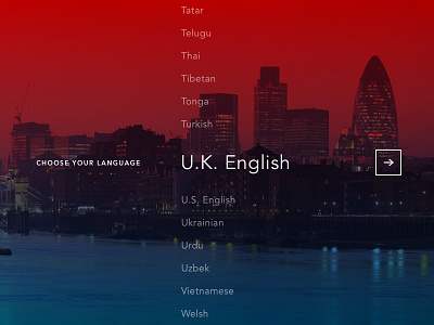 Shot 056 - Language Selector clean interface language list menu minimal photography select typography ui user