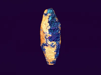 Weekly render 28 3d arnold blue cristal gem gold maya metalic