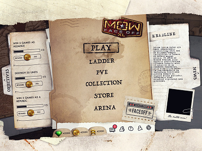 MoW: Face Off - Interface redesign game mobile retro ui ux vintage war