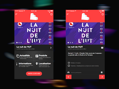 Escalier Club - App redesign app mobile music night nightclub party song stairs