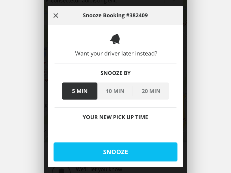 Addisonlee - Snooze feature addison lee app cab iphone mobile app snooze taxi ui ui design