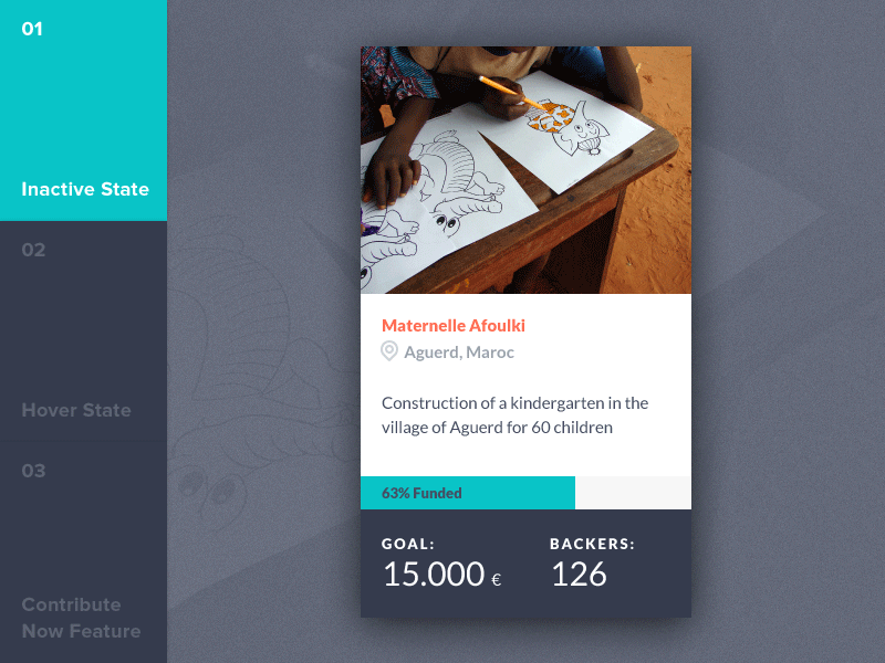 Quick Contribute Now Feature clean crowdfunding flat funding progress bar ui