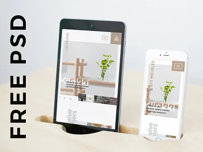 Les Meublés app clear ecommerce free free psd freebie grid iphone 6 minimal mobile store ui kit