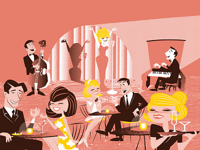 In The Spot Light design digital art grasshopperhill design hector guerrero illustration jazz singer mid century modern modern retro modern vector art