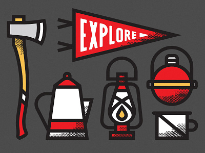 Camping, Again axe camping explore icons lantern lumberjack vancouver