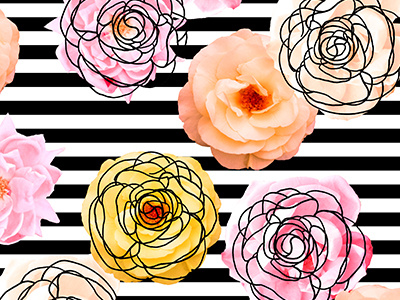 Kensington Floral | Textile Design floral london mod pattern stripes textile unfinished floral