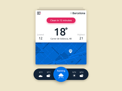 Weather App 2 app card clean flat interface material mobile rain ui ux weather widget