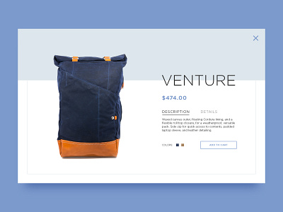 Daily UI — 012 E-Commerce Shop 012 backpack dailyui e commerce interface item page shop ui ux web