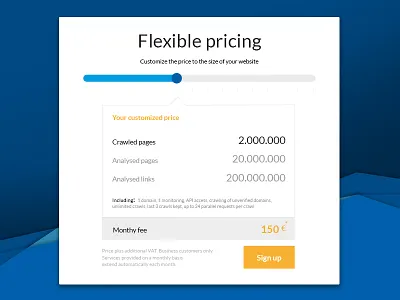 Pricing module with slider audisto interface module pricing slider software ui web