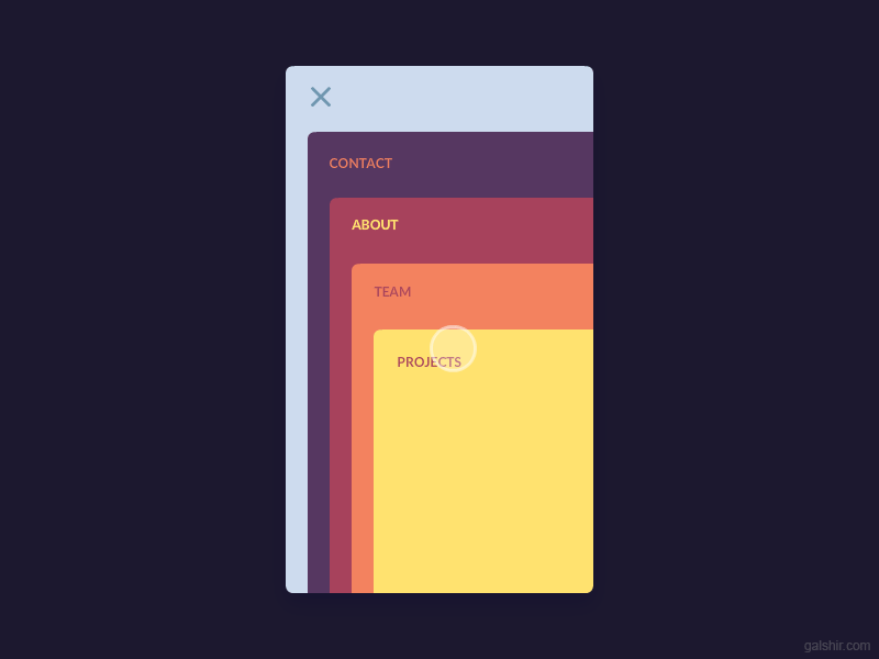 Cards Menu Concept animation app hamburger menu mobile ui ux