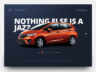 Jazz Car concept website blue car clean color concept orange ui website