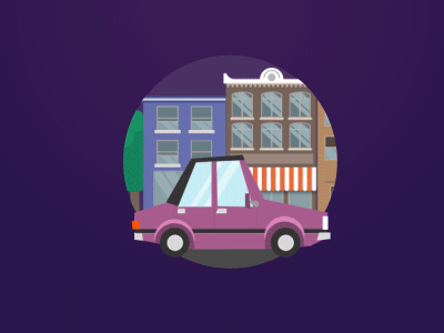 runing car animation car flat gif material design purple street