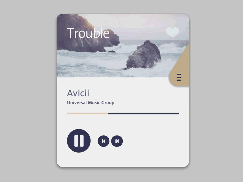 Music Player Widget - DailyUI avicii challenge daily ui dailyui gold music music player screenflow ux widget