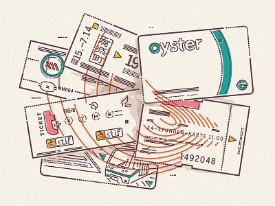 Tickets colour and lines icon illustration thumbprint tickets travel underground