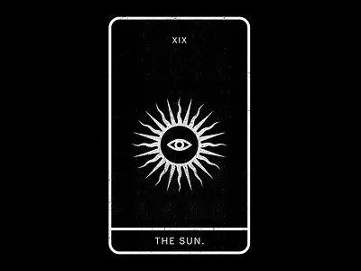 The Sun. black eye minimal sun tarot white