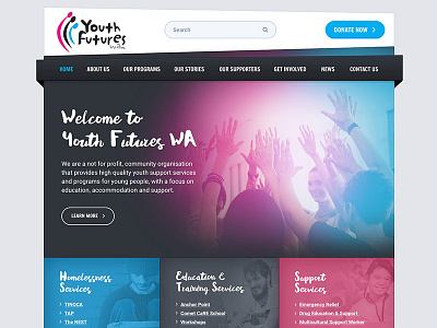 Youth Futures Website charity clean corporate design photoshop responsive website youth