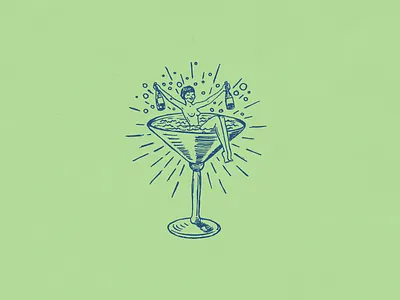 Bath Time bath bottle champaign cocktail drink drunk glass illustration time