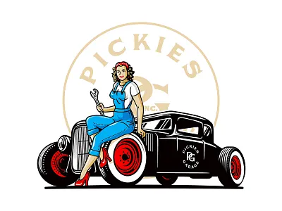 PG classic girl illustration logo pinup vector vintage