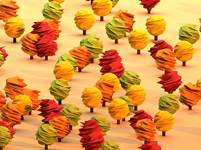 Autumn trees 3d autumn c4d illustration low poly model trees