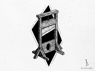 Guillotine black blackwork engraving guillotione illustration linework tattoo