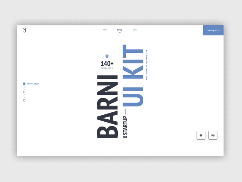 Barni For Startup barni kit marketme photoshop sketch startup ui ux website