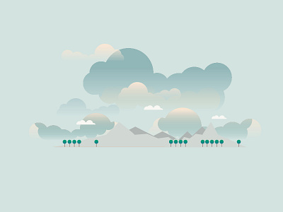 Peaceful blue clouds illustration outdoors scenery