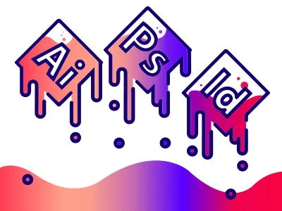 Adobe Icons - Skills adobe bubbles colours gradient icons illustrator indesign melt outline photoshop skills