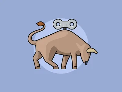 Tiny bull bull day2icon flat flat icon illustration illustrator line art outline toy vector