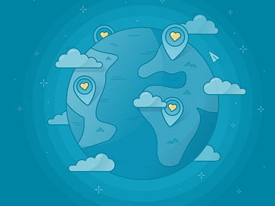 Charity everywhere charity cloud earth heart love outline pin planet